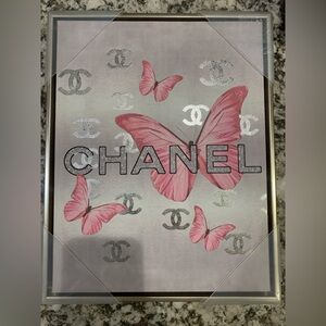 Fashion Art pink butterfly with silver
